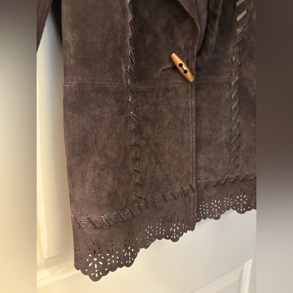 Vintage Y2K Nygard Collection Petite Suede and Faux Fur Sweater, Brown, Size S - Picture 3 of 7